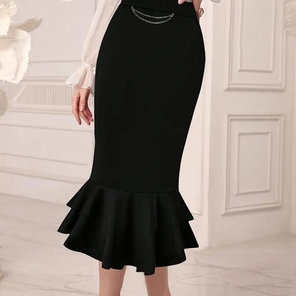 Elegant Mermaid Tail Midi Skirt - Picture 4 of 4